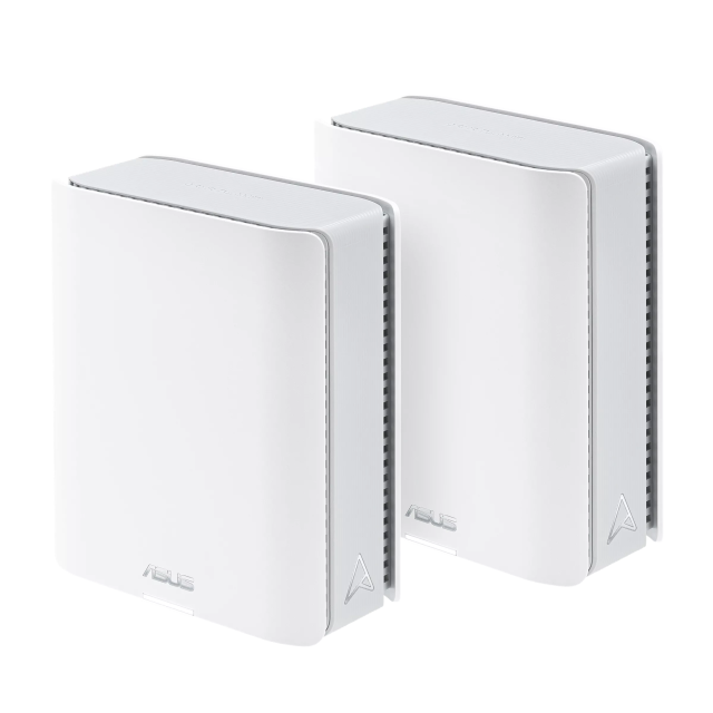 Мрежови комплект ASUS ZenWiFi BT8 (W-2-PK) WHITE, WiFi7 (802.11be) Smart AiMesh Extendable Router, 6 GHz WiFi, 2.4 / 5 / 6 GHz, 688+4323+8643 Mbps, 1x WAN, 3x LAN, 1x USB