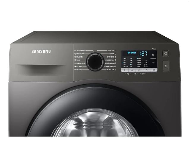 Пералня Samsung WW70TA046AX/LE, Washing Machine, 7 kg, 1400 rpm, Energy Efficiency B, Spin Efficiency B, ecobubble, Hygiene Steam, Stainless steel, Black door