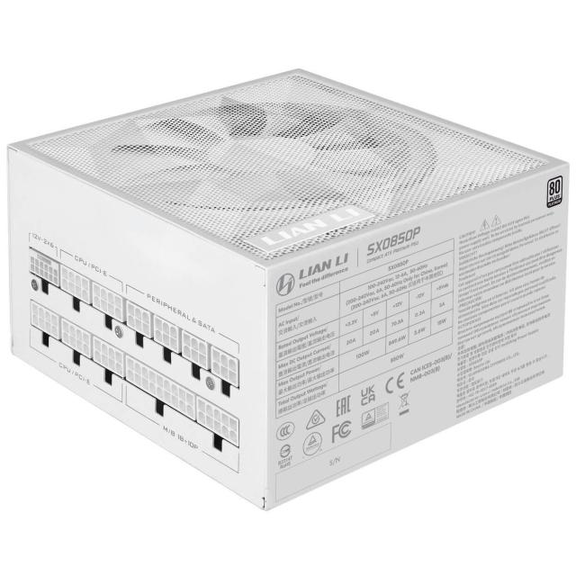 Захранване Lian Li SX850P White, 850W, Active PFC, PCIe 5.1/ATX 3.1, 80 PLUS Platinum, Fully Modular