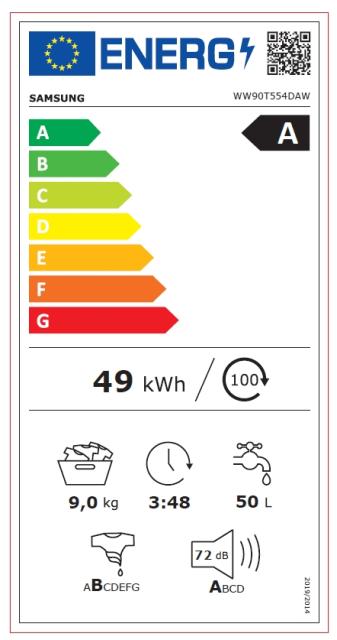 Пералня Samsung WW90T554DAW/S7,  Washing Machine, 9kg, 1400 rpm, Energy Efficiency A, Add Wash, Eco Bubble, Steam Hygiene, Drum Clean, AI Control, Spin Efficiency B, White
