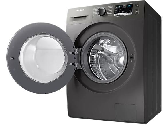 Пералня със сушилня Samsung WD80T4046CX/LE, Washing Machine/Dryer, 8/5kg, 1400rpm, Energy Efficiency C/E, Spin Efficiency B, LED Display, Eco Bubble, Bubble Soak, Air Wash, Hygiene Steam, Stainless steel, Black door