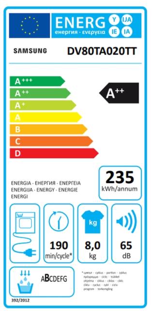 Сушилня Samsung DV80TA020TT/LE, Tumble Dryer with Heat Pump technology, 8kg, A++, Wrinkle prevention, Quick Dry 35 ',LED, Diamond drum, White