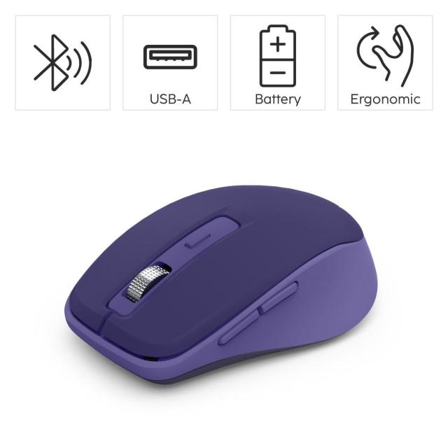 Мишка HAMA WM-450, Bluetooth/Wireless, оптична (800-1600dpi), 7 бутонна, лилава