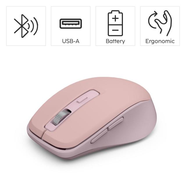 Мишка HAMA WM-450, Bluetooth/Wireless, оптична (800-1600dpi), 7 бутонна, розова