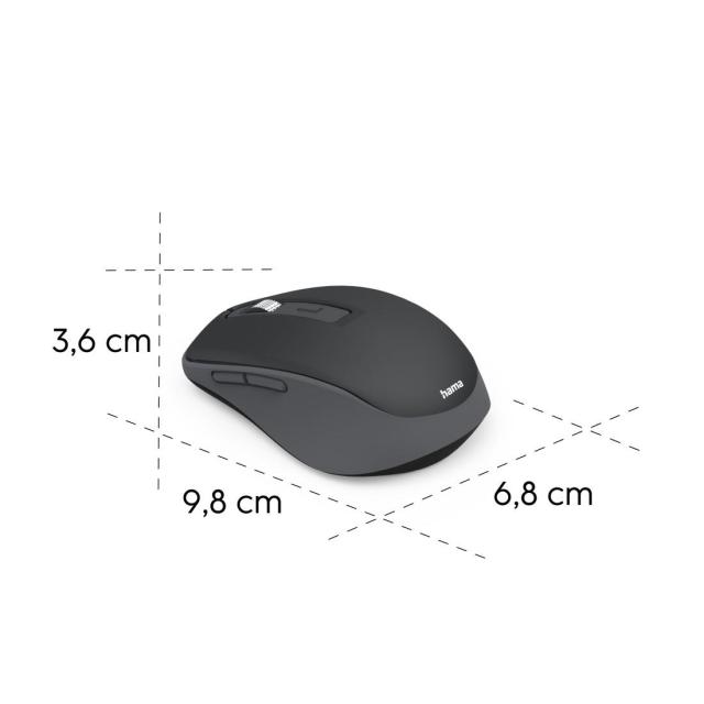 Мишка HAMA WM-450, Bluetooth/Wireless, оптична (800-1600dpi), 7 бутонна, черна