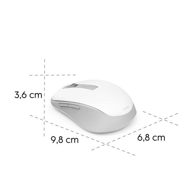 Мишка HAMA WM-450, Bluetooth/Wireless, оптична (800-1600dpi), 7 бутонна, Бяла