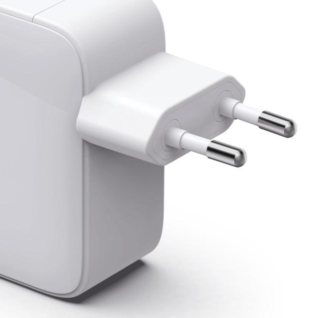 HAMA Бързо зарядно, 30 W, GaN, 2x USB-C, с разтегателен кабел 0.7м, бял