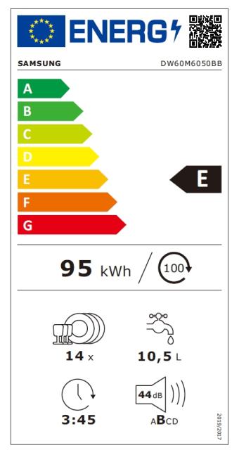 Съдомиялна машина Samsung DW60M6050BB/EO,  Dishwasher integrated, 60cm, 10.5l, Energy Efficiency E,  Capacity 14 p/s, large display, 44dB