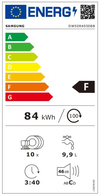 Съдомиялна машина Samsung DW50R4050BB/EO, Built-in Dishwasher, 45cm, Capacity 10 p/s, Energy Efficiency F, Programs 6,  Cutlery drawer, LED Display, Water Consumption Per Cicle 9.9 L, Noise Level 46 dBA