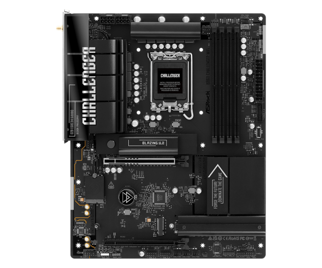 Дънна платка ASRock B860 Challenger WIFI 7, LGA1851, 4 x DDR5, 3 x M.2 NVMe, 4 x SATA 6Gb/s, HDMI, ATX