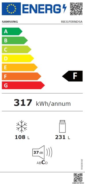 Хладилник Samsung RB31FERNDSA, Refrigerator, Fridge Freezer, 339l, No Frost, Energy Efficiency F, Graphite