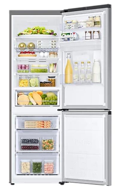 Хладилник Samsung RB34T652ESA/EF, Refrigerator with SpaceMax Technology, Fridge Freezer, Total 341l, refrigerator 227l, freezer 114l, Energy Efficiency E, All-Around Cooling, No frost, Display, Water dispenser, 35dB, 186/59.5/65.8,  Metal graphite