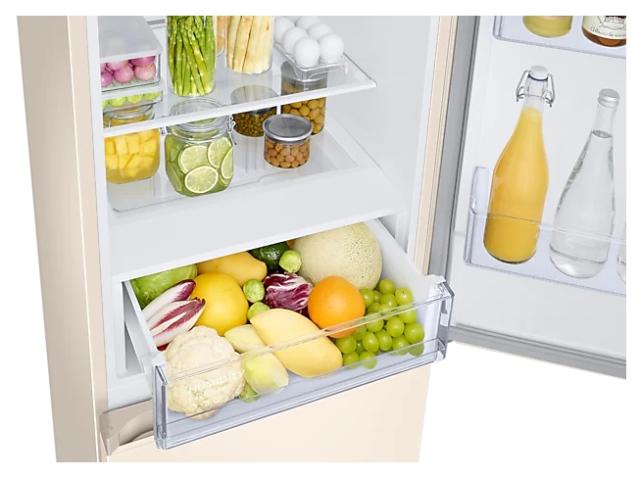 Хладилник Samsung RB34T672FEL/EF, Refrigerator with SpaceMax Technology, Fridge Freezer, Total 344 l, refrigerator 230 l, freezer 114 l, Energy Efficiency F, All-Around Cooling, No frost, Power Cool function, External Display, 35 dB, 186/59.5/65.8,  
