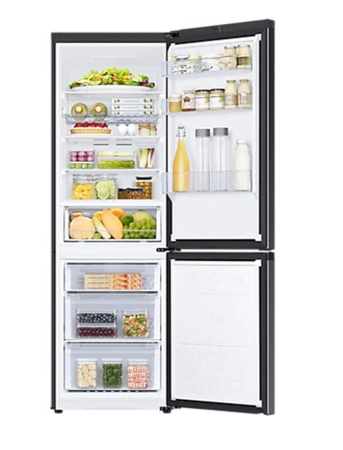 Хладилник Samsung RB34T672EBN/EF, Refrigerator with SpaceMax Technology, Fridge Freezer, Total 344 l, refrigerator 230 l, freezer 114 l, Energy Efficiency E, All-Around Cooling, No frost, Power Cool function, External Display, 35 dB, 185.3/59.5/65.8,