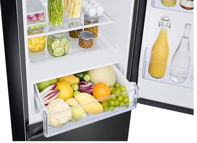 Хладилник Samsung RB34T672EBN/EF, Refrigerator with SpaceMax Technology, Fridge Freezer, Total 344 l, refrigerator 230 l, freezer 114 l, Energy Efficiency E, All-Around Cooling, No frost, Power Cool function, External Display, 35 dB, 185.3/59.5/65.8,