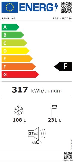 Хладилник Samsung RB31HSR2DSA/EO, Refrigerator, Fridge Freezer, 339L, No Frost, Energy Efficiency F, Multi Flow, All-Around Cooling, Metal Graphite