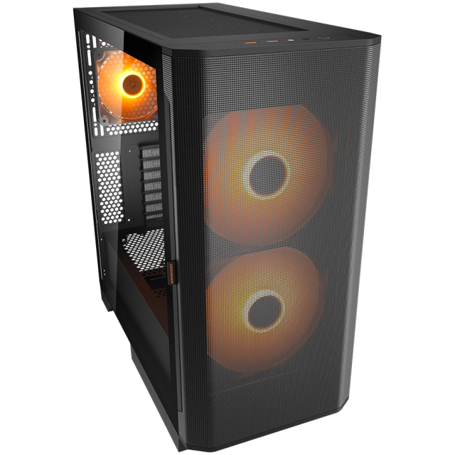 Кутия Cougar AIRFACE FLO RGB, Mid Tower,USB 1x Type-C, 2x USB 3.0, Mini ITX / Micro ATX / ATX / CEB / E-ATX, Black