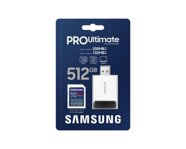 Карта памет Samsung PRO Ultimate Full-Size 512GB, microSDXC UHS-I, U3, V30, с адаптер