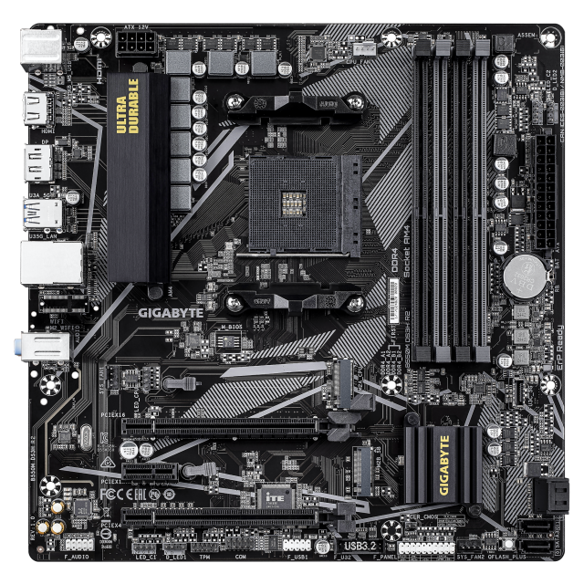 Дънна платка GIGABYTE B550M DS3H R2, AM4, 4x DDR4, 2x M.2, 4x SATA 6Gb/s, 1x HDMI, 1x DisplayPort, Micro ATX