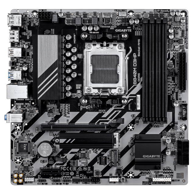 Дънна платка GIGABYTE B840M D3HP, AM5, 4x DDR5, 2x M.2 Socket 3, 4x SATA 6Gb/s,  1x HDMI, 2x DisplayPorts, Micro ATX