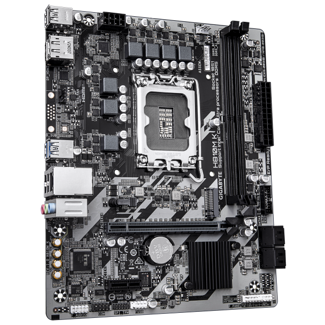 Дънна платка GIGABYTE H810M K, LGA1851, 2x DDR5, 1x M.2,  4x SATA, 1x HDMI, 1x DisplayPort, Micro ATX