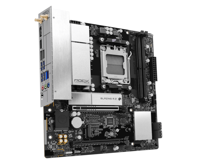 Дънна платка ASRock B850M ROCK WIFI, AM5, 2x DDR5, 2x M.2 NVMe, 4x SATA 6Gb/s, Wi-Fi 6E+BT, HDMI, DisplayPort, Micro ATX