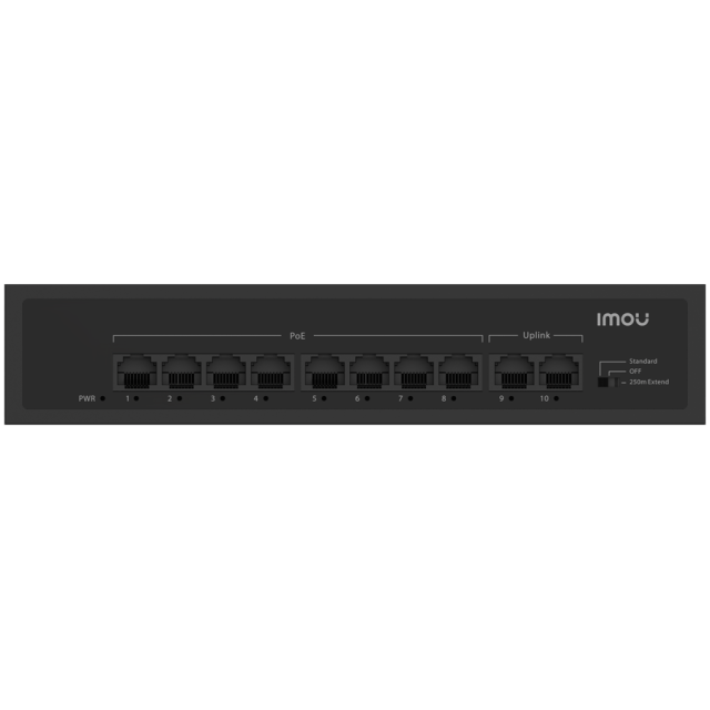 Суич IMOU SF110P, 8x PoE 10/100, 2x uplink 10/100