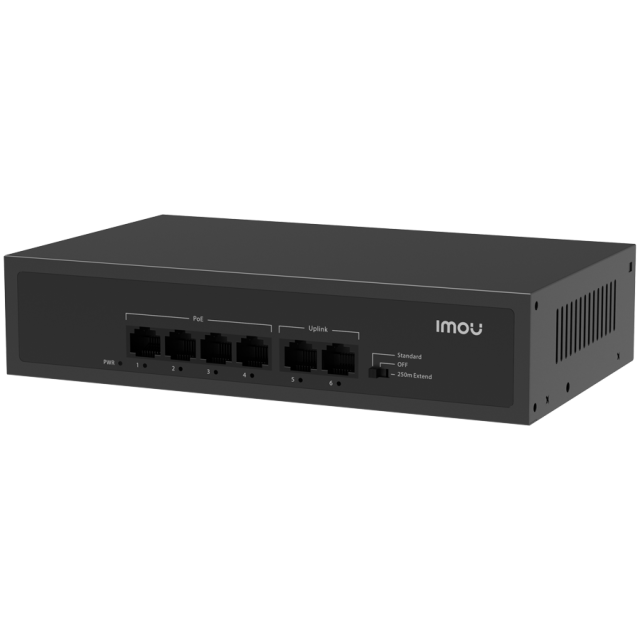 Суич IMOU SF106P, 4x PoE 10/100, 2x uplink 10/100