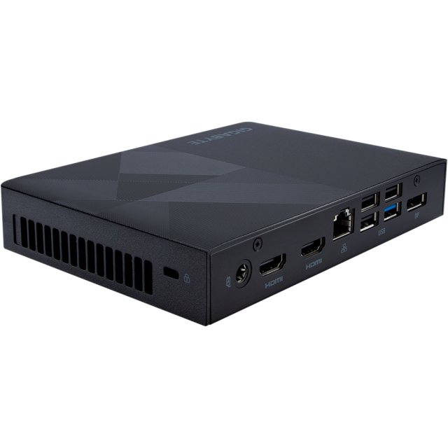 Настолен компютър Gigabyte Brix, Intel N200 4C (1.00 / 3.70 GHz, 6MB Cache), 1x SO-DIMM DDR4, 2x M.2 SSD, Wi-Fi 6+BT, 1x RJ-45