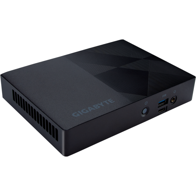 Настолен компютър Gigabyte Brix, Intel N200 4C (1.00 / 3.70 GHz, 6MB Cache), 1x SO-DIMM DDR4, 2x M.2 SSD, Wi-Fi 6+BT, 1x RJ-45