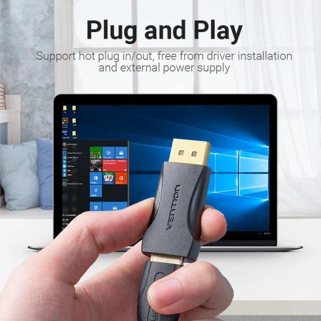Адаптер Vention DisplayPort DP (м) към HDMI (ж), Gold plated