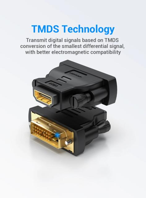 Адаптер Vention DVI (м) към HDMI (ж), Gold plated