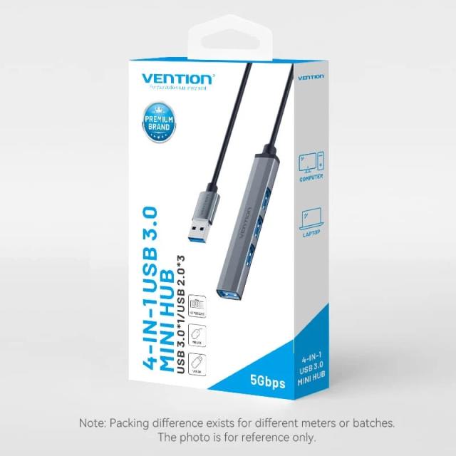 Хъб Vention HUB 4-портов, Aluminium, USB 3.0