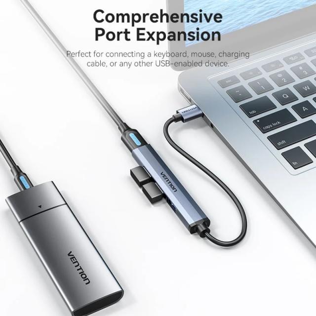Хъб Vention HUB 4-портов, Aluminium, USB 3.0