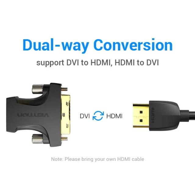 Адаптер Vention DVI (м) към HDMI (ж), Gold plated