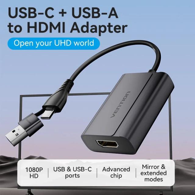 Адаптер Vention USB-C/A (м) към HDMI (ж)