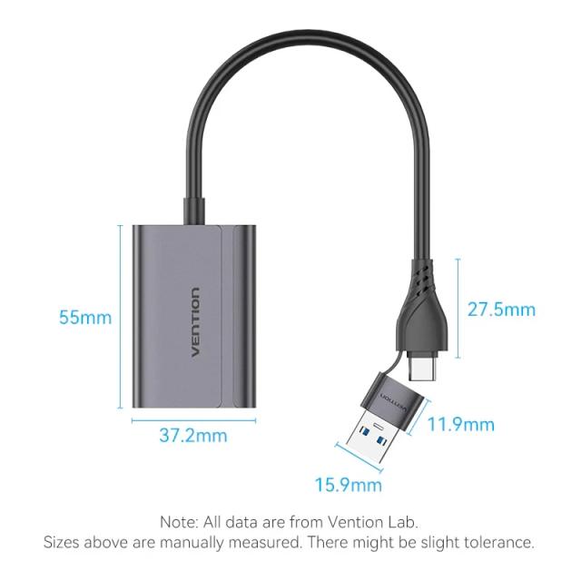 Адаптер Vention USB-C/A (м) към HDMI (ж)