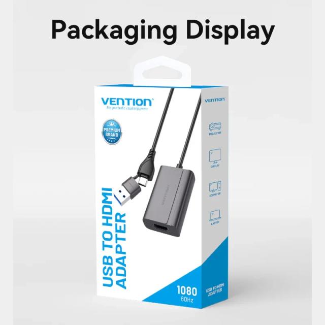 Адаптер Vention USB-C/A (м) към HDMI (ж)