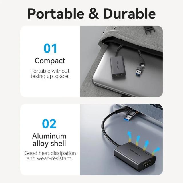 Адаптер Vention USB-C/A (м) към HDMI (ж)