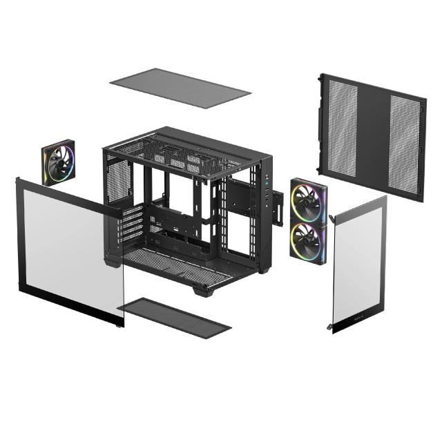 Кутия за компютър DeepCool CG330 3F ARGB Black, Mini Tower, 1x USB 3.0, 2x USB 2.0, 1x HD Audio, mATX, Mini-ITX