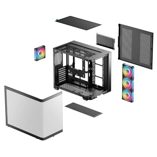Кутия за компютър DeepCool CG530U 4F ARGB Black, Middle Tower, 1x USB Type-C, 2x USB 3.0, 1x HD Audio, ATX, mATX, Mini-ITX