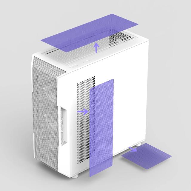 Кутия за компютър Zalman I3 NEO V2 RGB White, Middle Tower, 1x USB Type-C, 1x USB 3.0, 1x HD Audio, ATX / mATX / Mini-ITX