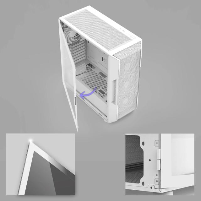 Кутия за компютър Zalman I3 NEO V2 RGB White, Middle Tower, 1x USB Type-C, 1x USB 3.0, 1x HD Audio, ATX / mATX / Mini-ITX