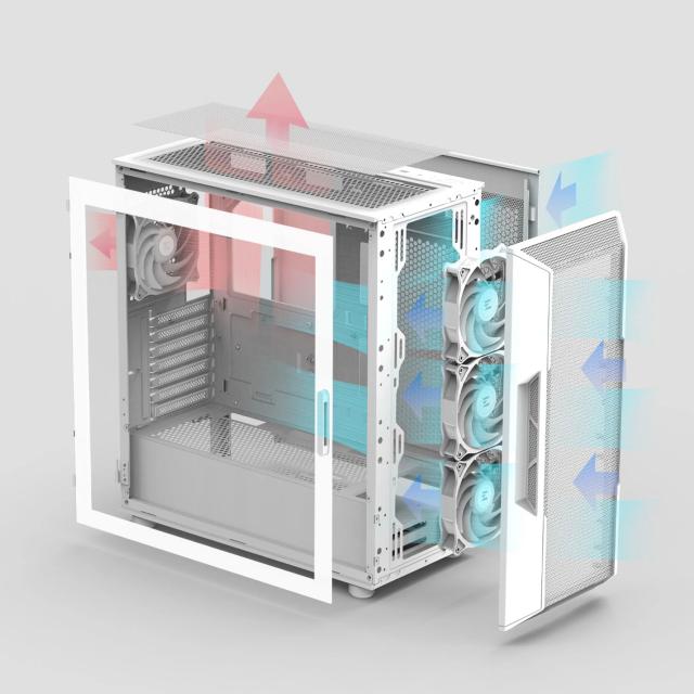 Кутия за компютър Zalman I3 NEO V2 RGB White, Middle Tower, 1x USB Type-C, 1x USB 3.0, 1x HD Audio, ATX / mATX / Mini-ITX