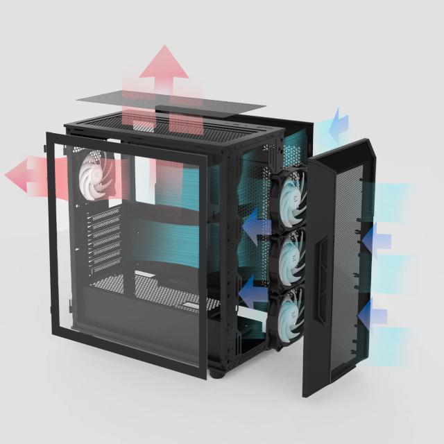 Кутия за компютър Zalman I3 NEO V2 RGB Black, Middle Tower, 1x USB Type-C, 1x USB 3.0, 1x HD Audio, ATX / mATX / Mini-ITX