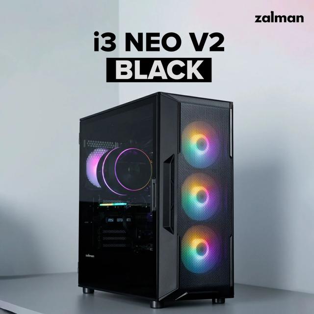 Кутия за компютър Zalman I3 NEO V2 RGB Black, Middle Tower, 1x USB Type-C, 1x USB 3.0, 1x HD Audio, ATX / mATX / Mini-ITX