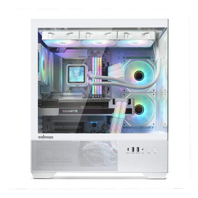 Кутия за компютър Zalman Chronix V2 A-RGB White, Middle Tower, 1x USB Type-C, 1x USB 3.0, 1x USB 2.0, 1x HD Audio, ATX / mATX / Mini-ITX