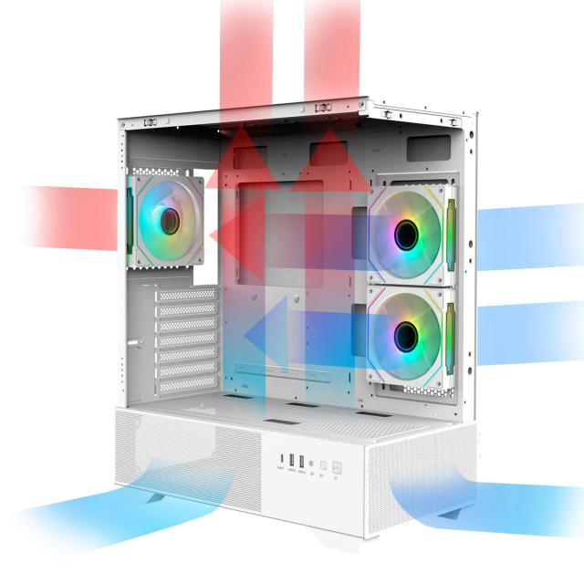 Кутия за компютър Zalman Chronix V2 A-RGB White, Middle Tower, 1x USB Type-C, 1x USB 3.0, 1x USB 2.0, 1x HD Audio, ATX / mATX / Mini-ITX