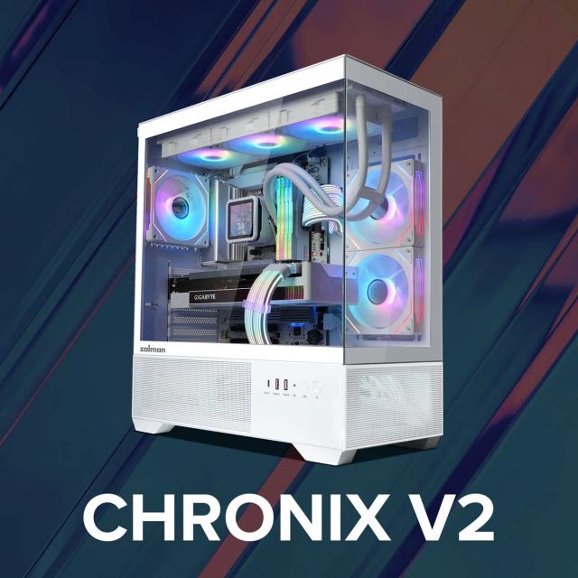Кутия за компютър Zalman Chronix V2 A-RGB White, Middle Tower, 1x USB Type-C, 1x USB 3.0, 1x USB 2.0, 1x HD Audio, ATX / mATX / Mini-ITX