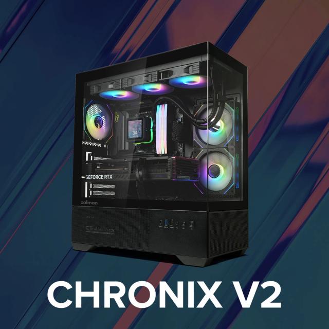 Кутия за компютър Zalman Chronix V2 A-RGB Black, Middle Tower, 1x USB Type-C, 1x USB 3.0, 1x USB 2.0, 1x HD Audio, ATX / mATX / Mini-ITX